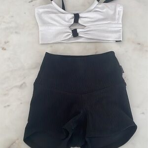 Black Ribbed Women's Shorts